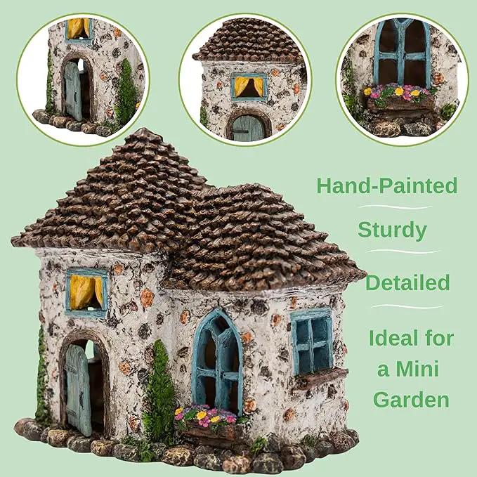 Fairy Garden House Kit - Fairy House, Fairy Garden Accessories Outdoor & Fairies for Fairy Garden – Fairy Houses for Gardens Outdoor - 4 Piece Kit for Adults by GreenHaven Gardens