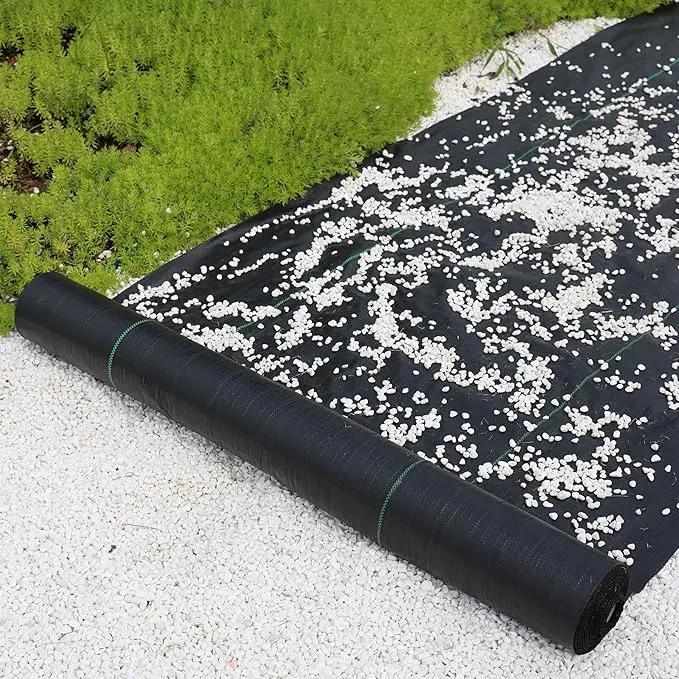 2.4oz-10FTx250FT Weed Barrier Landscape Fabric - Durable Weed Block Gardening Ground Cover Mat, Woven Geotextile Fabric for Underlayment, Commercial Driveway Stabilization, Weed Control Cloth by GreenHaven Gardens
