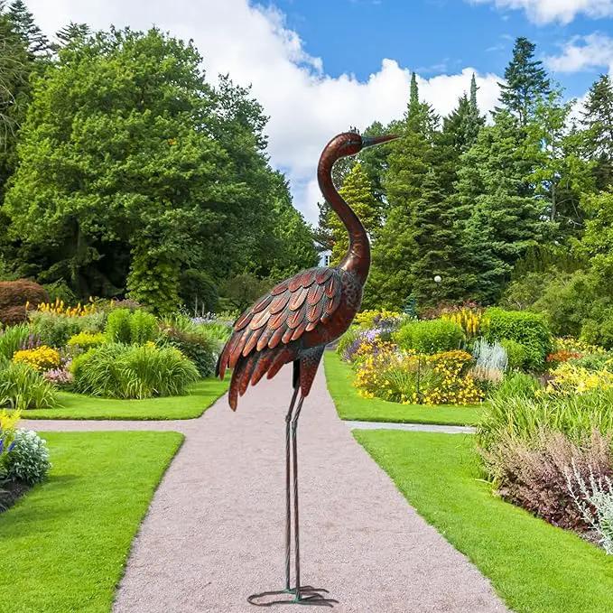 chisheen Outdoor Garden Crane Statues and Sculptures Metal Yard Art Statue for Garden Decoration Large Size by GreenHaven Gardens