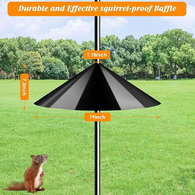 FEED GARDEN 92 Inch Adjustable Shepherd Hooks with Squirrel Baffles Heavy Duty Garden Hooks 5-Prong Base Bird Feeder Pole with Four Hooks for Hanging Plant Baskets Solar Lights Lanterns by GreenHaven Gardens