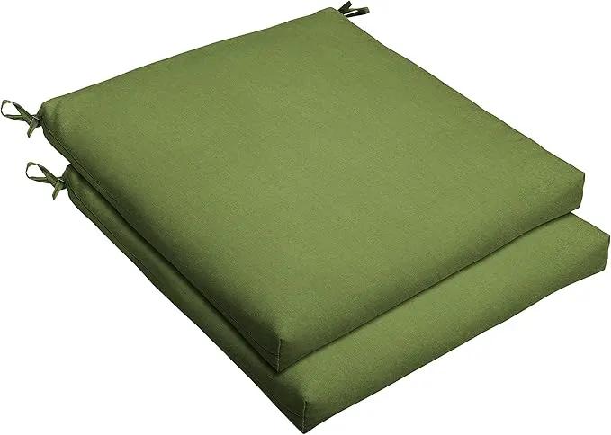 Sorra Home Sunbrella Bristol Square Chair Cushion (Set of 2) - Fade & Water Resistant, Outdoor & Indoor Patio Seat Cushion with Plush Foam - Spectrum Cilantro (20" x 20" x 2.5") by GreenHaven Gardens
