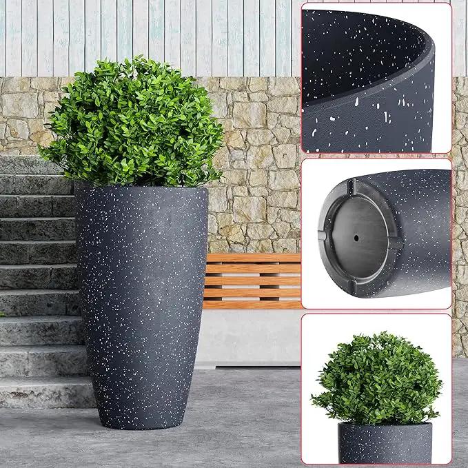 QCQHDU 21 inch Tall Planters for Indoor & Outdoor Plants, 2 Pack Sturdy Plant-Flower-Tree Pots for Front Porch Patio Deck Living Room Decor by GreenHaven Gardens