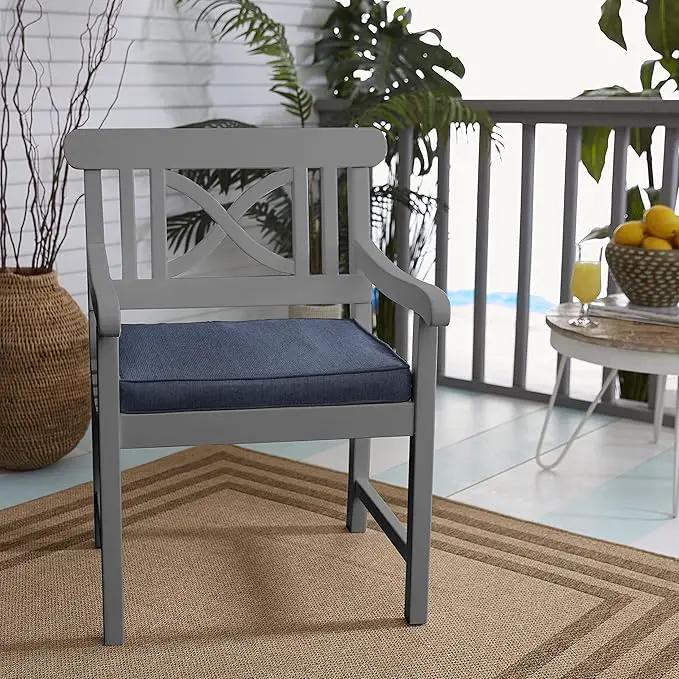 Sorra Home Sunbrella Bristol Square Chair Cushion (Set of 2) - Fade & Water Resistant, Outdoor & Indoor Patio Seat Cushion with Plush Foam - Spectrum Indigo (19" x 19" x 2.5")