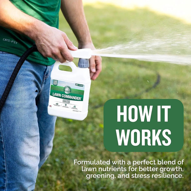 Turf Titan Lawn Commander – All-in-One Lawn Booster and Fertilizer (32 oz) – Peak Growth & Green Grass for All Seasons – Tri-Action Nitrogen Tech - Hose End Lawn Sprayer – Covers up to 8,000 Sq Ft by GreenHaven Gardens