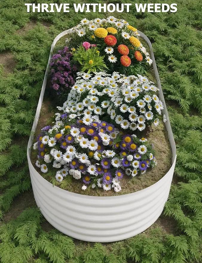 8x4x1.5 ft Raised Garden Bed,Galvanized Raised Planter Boxes Outdoor with Easy Assembly, Large Garden Bed for Vegetables, Fruits, Flower,Raised Garden Bed,Beige by GreenHaven Gardens