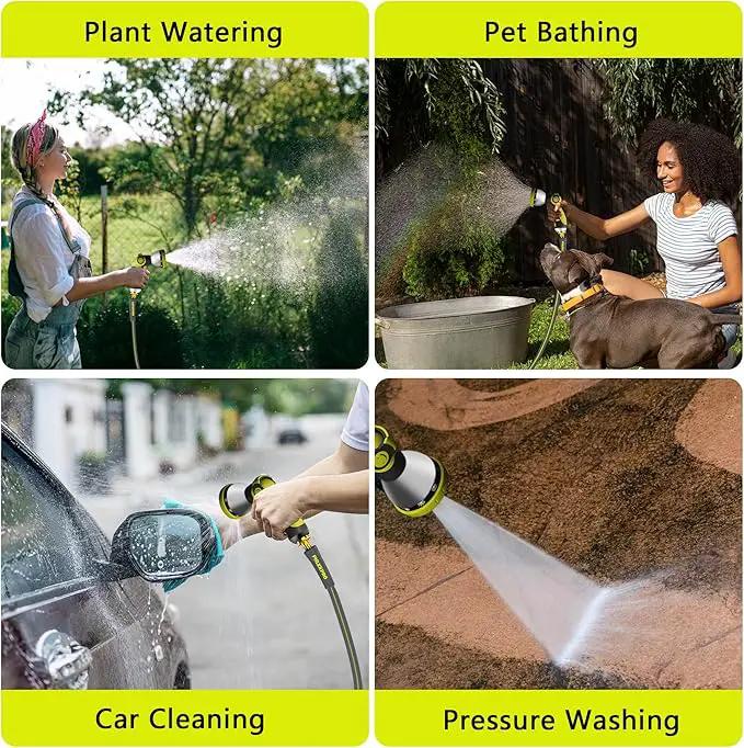 Retractable Garden Hose Reel 160Ft Extra Long, PHLEX PRO Heavy Duty Automatic Water Hose Reel Wall Mounted with 10 Pattern Nozzle, Any Length Lock, Slow Return System, 180°Swivel Bracket by GreenHaven Gardens
