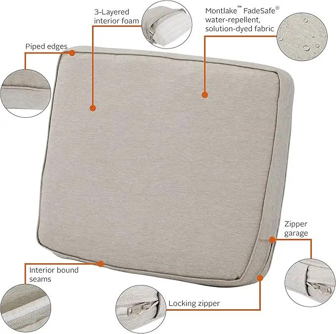 Classic Accessories Montlake Water-Resistant 25 x 22 x 4 Inch Patio Lounge Back Cushion, Heather Grey, Outdoor Loveseat Cushions by GreenHaven Gardens