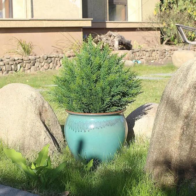 Artificial Topiary Ball Tree 19''T Faux Little Bush Ball Tree UV Resistant Shrub Potted Artificial Plant for Outdoor Indoor Front Porch Garden by GreenHaven Gardens