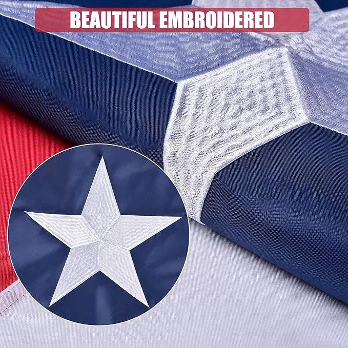 Texas State Flag 4x6 Ft, Deluxe Embroidered Heavy Duty Polyester Durable TX Outside Flags, Indoor/Outdoor, Sewn Stripes and Brass Grommets by GreenHaven Gardens