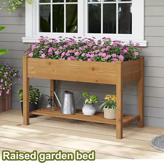 GHWIE Raised Garden Bed with Shelf,Elevated Wooden Planter Box with Legs,Garden Planter for Backyard, Patio, Balcony by GreenHaven Gardens