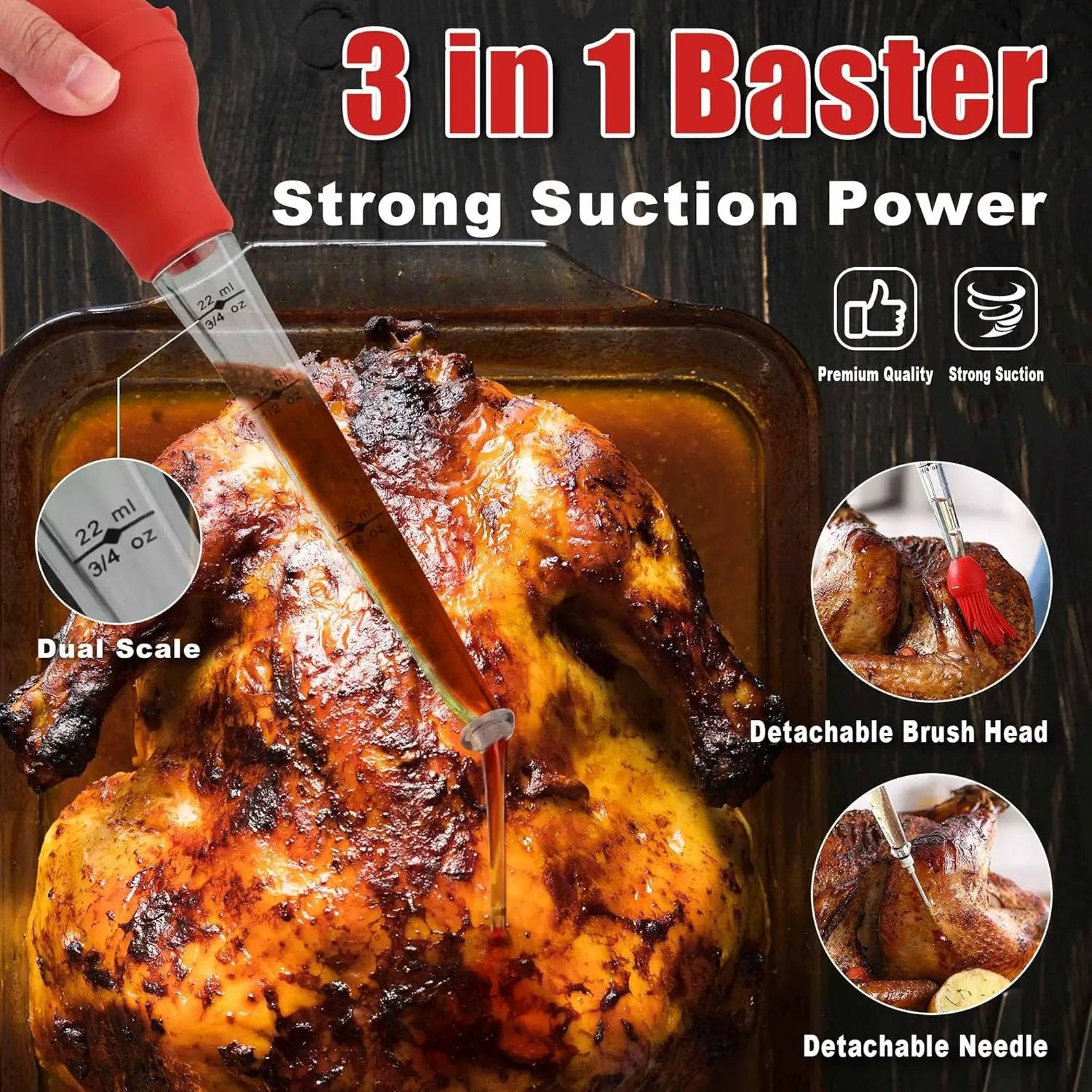 Professional Turkey Baster Meat Injector Syringe Kit, Baster for Cooking Thanksgiving & Christmas Turkey, Injector Marinades for Meats, Full Set with Basting Brush, Meat Shredder Claws, Large Capacity by GreenHaven Gardens
