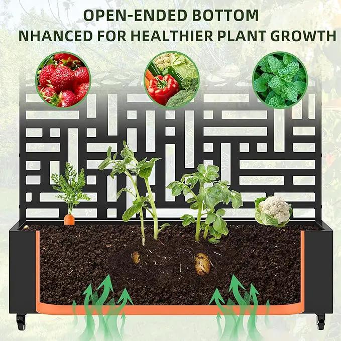 Casaphoria Metal Raised Garden Bed with Trellis and Wheels, 72"x47" Planter Box for Climbing Plants, Vines & Vegetables, Features Drainage Holes, Helen &Spring by GreenHaven Gardens