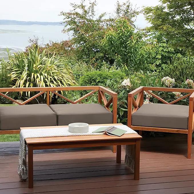 Classic Accessories Ravenna Water-Resistant 21 x 19 x 5 Inch Patio Seat Cushion, Dark Taupe, Patio Loveseat Cushion by GreenHaven Gardens