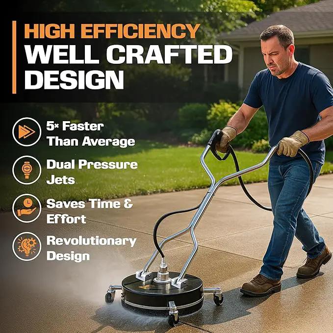 EDOU 20-Inch Dual Handle Pressure Washer Surface Cleaner, Wheels - Heavy Duty Composite Surface Pressure Washer - 4000 PSI Max - Includes 3/8-Inch Quick Connector Kit, Teflon Tape, Adapter Set by GreenHaven Gardens