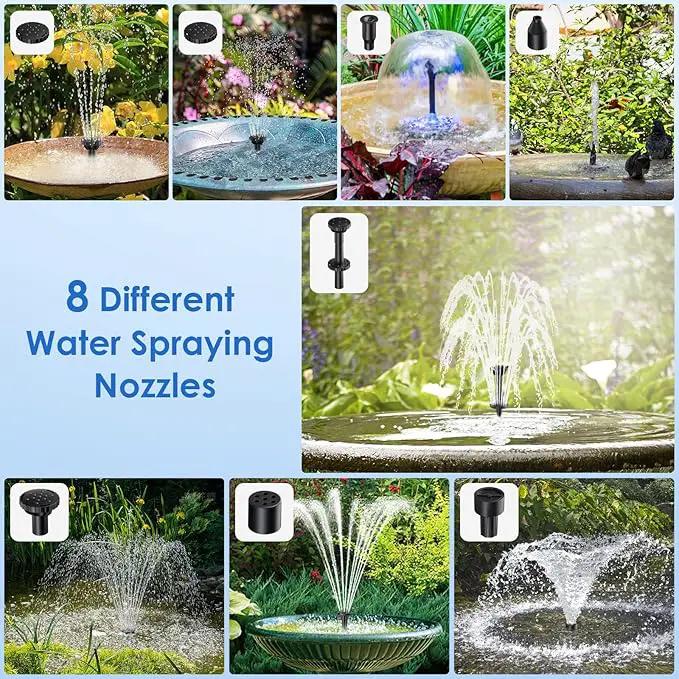 POPOSOAP Solar Fountain Pump for Bird Bath, 6.5W Solar Water Fountain Pump with Upgraded Dry-run Protection & Double-layer Nozzles 5Ft Tubing for Pond, Bird Bath, Backyard Water Feature by GreenHaven Gardens