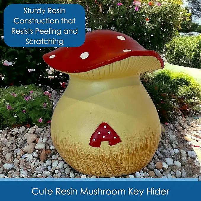 Toadstool Decorative Garden Statue and Key Hider - Hides a Secret Extra Hidden Key Outside in Garden, Yard or Porch by GreenHaven Gardens