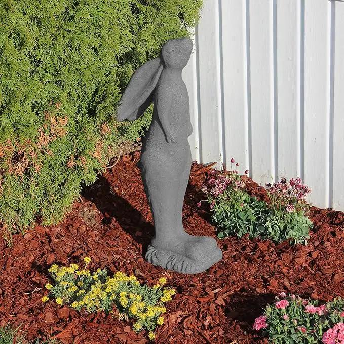 EMSCO Group Whimsical Rabbit Statue – Natural Granite Appearance – Made of Resin – Lightweight – 29” Height by GreenHaven Gardens