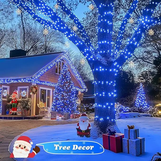 JMEXSUSS 500 LED Blue Christmas Lights Outdoor, 173ft 8 Modes Waterproof Christmas Tree Lights, Green Wire LED Fairy String Lights Plug in for Indoor Party House Holiday Christmas Decor by GreenHaven Gardens