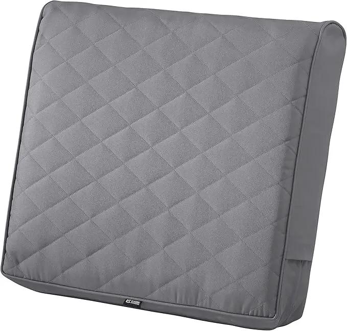 Classic Accessories Montlake FadeSafe Water-Resistant 25 x 22 x 4 Inch Wide Back Patio Quilted Lounge Cushion, Grey by GreenHaven Gardens