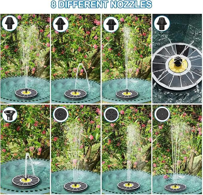 Solar Fountain for Bird Bath, 3.5W Upgraded Solar Bird Bath Fountains with 4 Fixed Pipes 7 Nozzles No Battery, Solar Fountain Pump for Bird Bath Outdoor(White) by GreenHaven Gardens