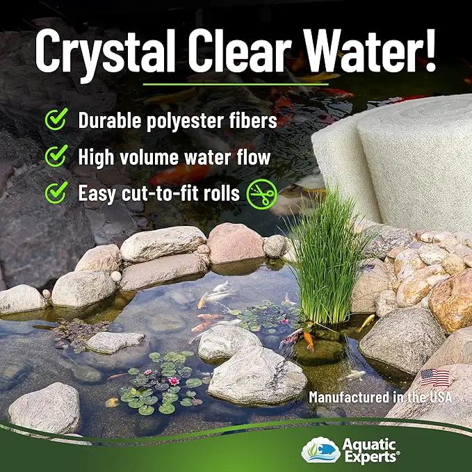 Classic Koi Pond Filter Pad FINE - White Bulk Roll Pond Filter Media, Ultra-Durable Pond Filters for Outdoor Ponds, Reusable Fish Pond Filter Material, USA (3/4" - 1" x 12" x 12 feet) by GreenHaven Gardens