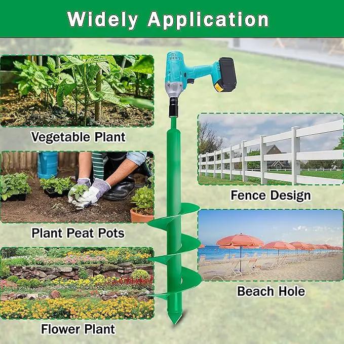 Auger Drill Bit for Planting, 4x25Inch Garden Earth Auger, Spiral Drill Hole Rapid Planter Seedling & Bedding Plant,Ground Planting Drill Bit Auger Post Hole Digger for 3/8''Hex Drive Drill by GreenHaven Gardens