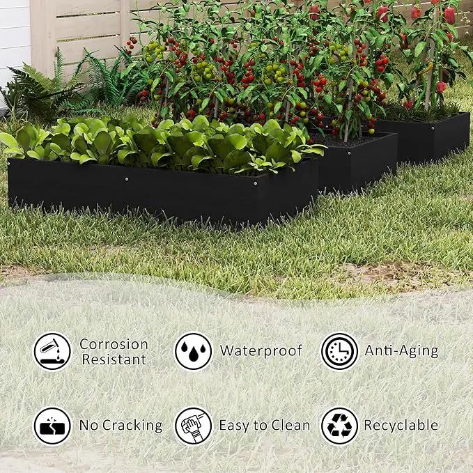Raised Garden Bed 47.24 * 24.4 * 9.65 in,HDPE Vegetable Planter Bed Outdoor,Elevated Horticulture Planter Bed,Waterproof,Rot-Resistant and Non-Cracking Above Ground Garden Bed(Black) by GreenHaven Gardens