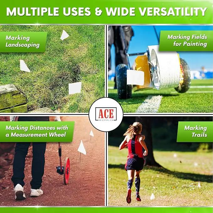 White Flags for Marking Yard - 4x5x15 Inch Invisible Fence Flags for Dogs - 100 Pack - Dog Invisible Fence Training Marker & Boundary Training by GreenHaven Gardens