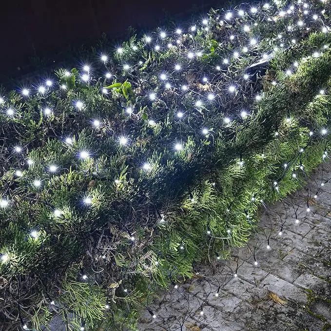 Dazzle Bright Christmas Net Lights, 360 LED 12FT x 5 FT Green Wire Waterproof Connectable String Lights with 8 Modes, Christmas Outdoor Lights for Bush Garden Party Wedding Holiday Decoration (White) by GreenHaven Gardens