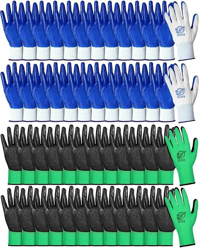Nuogo 48 Pairs Gardening Gloves for Men Women Rubber Coated Safety Work Gloves Bulk for Gardening Construction Work by GreenHaven Gardens
