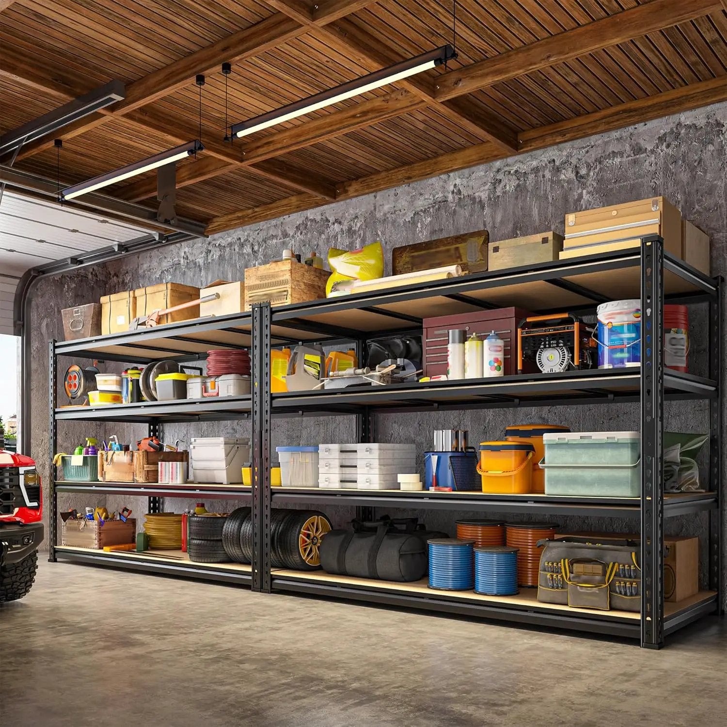 59.8"W Metal Shelving 59.8"H Storage Shelves 2200LBS Garage Shelving Adjustable Metal Shelves Heavy Duty 4 Tier Pantry Shelf for Basement Warehouse Pantry Supermarket 59.8"W x 24"D x 59.8"H by GreenHaven Gardens