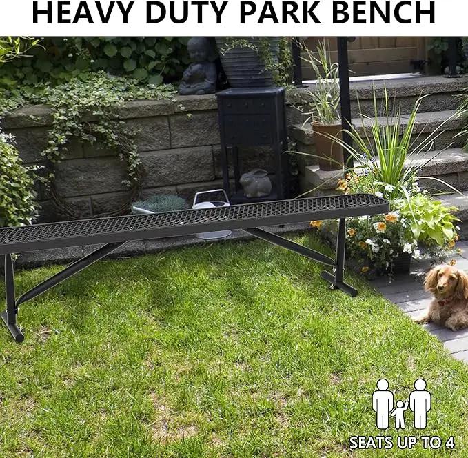96" L Outdoor Metal Benches, Heavy Duty Garden Park Bench for Outside, Porch Chair Sports Backless Commercial Benches Mesh Bench for Shopping Mall, Store, Lawn, Park, Patio, Deck, Garden by GreenHaven Gardens