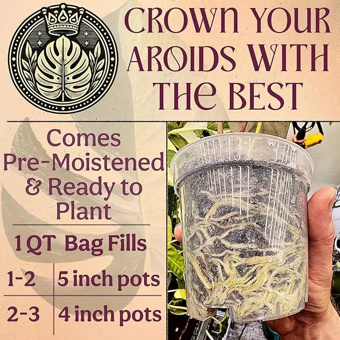 Craft Aroid Potting Mix- Elite Alocasia, Philodendron, Monstera Soil Mix, Chunky, Well Draining Potting Soil for Indoor Plants, All Tropical Plants & Houseplants, Synthetic & Peat Free 1QT by GreenHaven Gardens