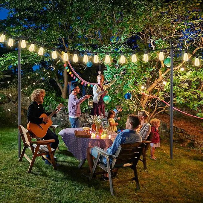 Lightdot Outdoor String Light Poles, 9FT Metal Patio Light Poles Post for Outside with Fork for Outside Hanging Backyard Garden, Deck Lighting Stand for Parties, Wedding, Halloween Decor -3Pack by GreenHaven Gardens