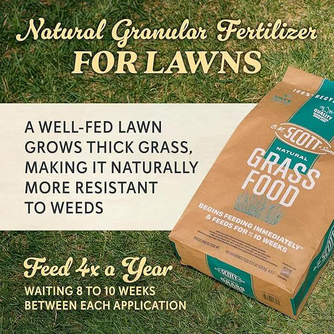 O.M. Scott and Sons Natural Grass Food, Food for Lawns, Fertilizes for up to 10 Weeks, Covers up to 2,000 sq. ft., 12.72 lbs. by GreenHaven Gardens