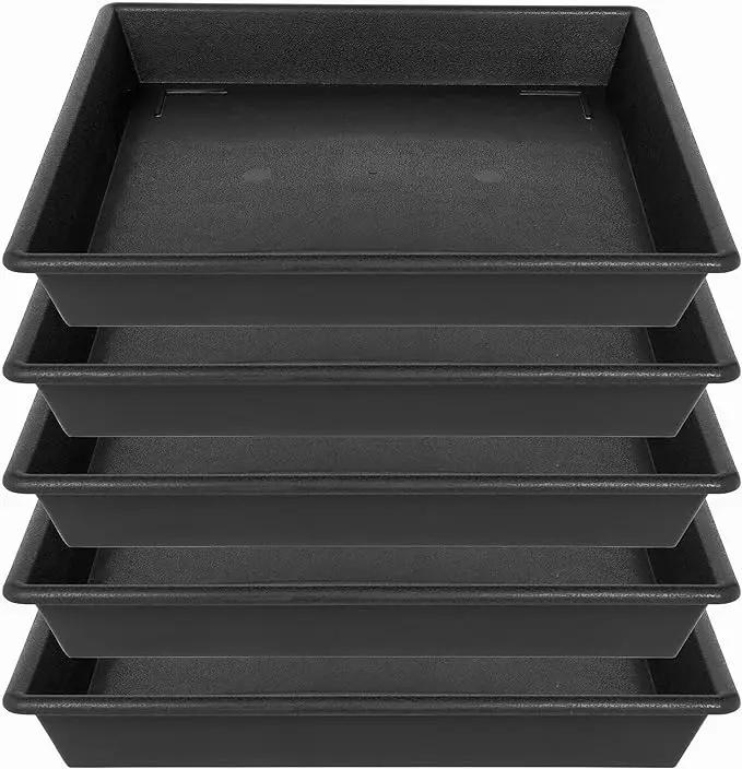 Square Plant Saucer 14 Inch 5 Pack 8 12 14 16 18 20 Plant Trays for Pots Heavy Duty Plastic Plant Saucers for Indoors Outdoors, Flower Pot No Holes Plant Drip Trays by GreenHaven Gardens