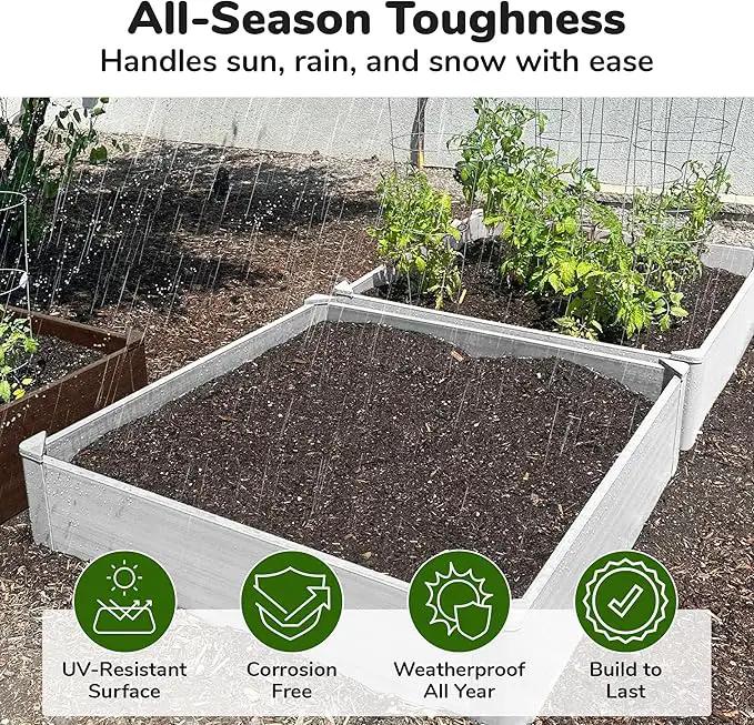 Raised Garden Bed - 4x4 ft Planter Box - White HDPE - No Tools Needed - DIY Kit for Urban Gardening, Flowers, Herbs & Vegetables - Made in The USA by GreenHaven Gardens
