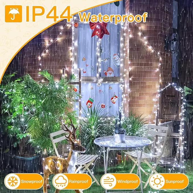 Ollny Outdoor String Lights 200LED 60FT, Cool White Connectable Plug in Fairy Light, 8 Modes Waterproof Timer Christmas Lights for Indoor Outside Bedroom House Party Wedding by GreenHaven Gardens