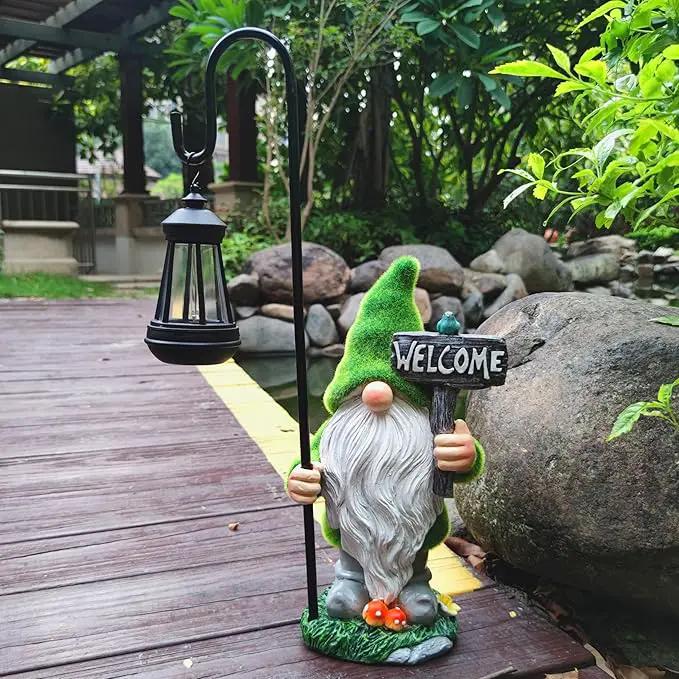 JOYBEE Garden Statues Gnomes with Solar Lantern Outdoor Decor-Gnomes Solar Figurines Lights Decorations for Patio Yard Lawn Ornaments-Gifts for Birthday Easter Housewarming by GreenHaven Gardens
