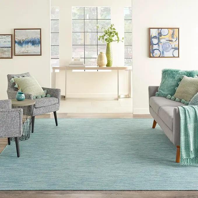 Nourison Positano Indoor/Outdoor Aqua 10' x 14' Area Rug, Easy Cleaning, Non Shedding, Bed Room, Living Room, Dining Room, Backyard, Deck, Patio (10x14) by GreenHaven Gardens