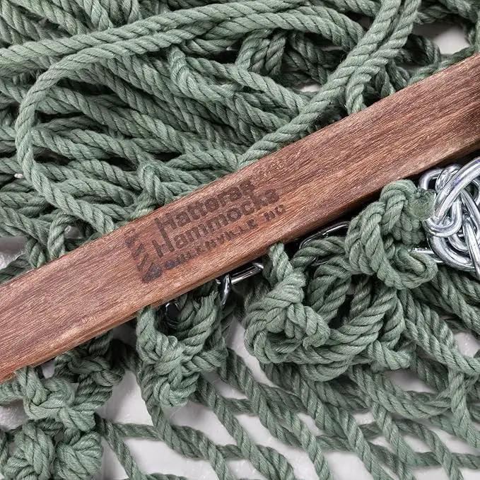 Hatteras Hammocks Deluxe Meadow Duracord Rope Hammock with Free Extension Chains & Tree Hooks, Handcrafted in The USA, 450 LB Weight Capacity, 13 ft. x 60 in by GreenHaven Gardens