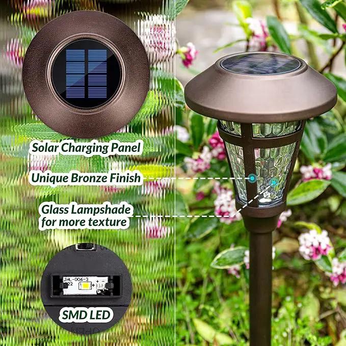 Solar Pathway Lights Outdoor 6 Pack, Warm White Lights Outdoor Waterproof, Bronze Finished Solar Garden Light for Yard Decor, Patio, Landscape, Lawn, Walkway, Pathway, Garden by GreenHaven Gardens
