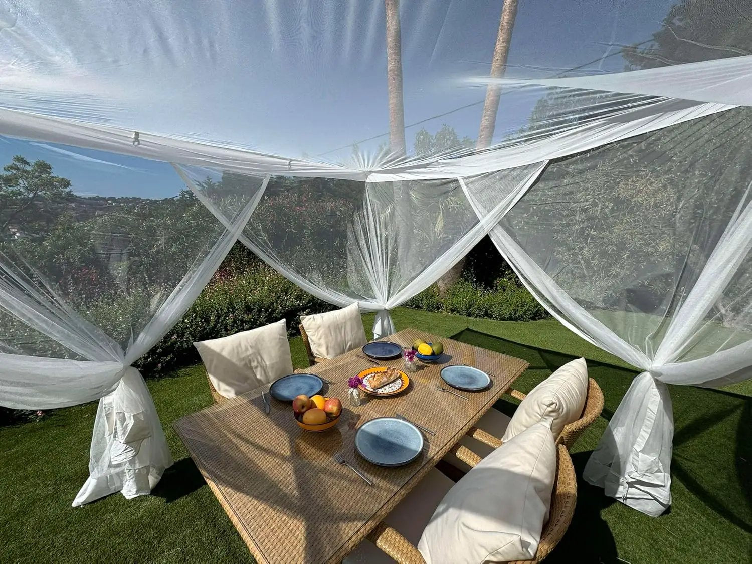 Mosquito Net for Patio 10 x 10 FT | Very Large Sizes & Fabric Designed for Outdoors | Insect House Screen Netting for Gazebo, Porch & Garden Terrace | White Outside Canopy Bug Protection by GreenHaven Gardens