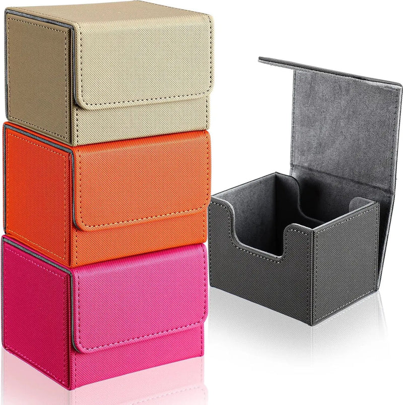 Yookeer 4 Pieces Leather Deck Card Boxes Cards Deck Game Box for Collectible Playing Card Box Compatible with MTG Commander(Pink, Orange, Sand, Gray,Horizontal) by GreenHaven Gardens