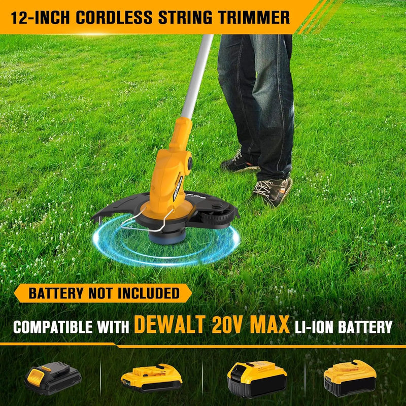 2-in-1 Cordless Leaf Blower and String Trimmer Combo Compatible with Dewalt 20V Battery, 500CFM/150MPH Electric Leaf Blower, 12-Inch Cordless Weed Wacker/Weed Eater/Grass Trimmer (Bare Tool) by GreenHaven Gardens