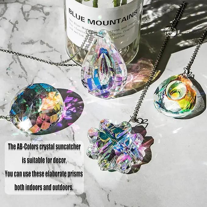 HDCRYSTALGIFTS 4pcs Crystal Suncatchers for Window Hanging Sun Catchers Indoor Rainbow Maker Crystals for Home Garden Decor Lamp Chandelier Lamp Prisms by GreenHaven Gardens