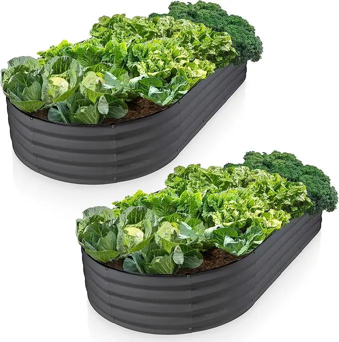 Galvanized Raised Garden Beds Outdoor // 6×3×1 ft (2-Pack) Planter Raised Beds for Gardening, Vegetables, Flowers // Large Metal Garden Box // Patented Tool-Free Design (Gray) by GreenHaven Gardens