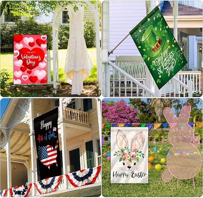 Mixweer 12 Pack 28 x 40" Large Seasonal Garden Flags for Outside Seasonal Lawn Yard Outdoor Flags Set Polyester Double Sided for Holiday Christmas Festive Decorations by GreenHaven Gardens