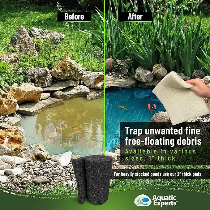 Aquatic Experts Classic Koi Pond Filter Pad FINE - White Bulk Roll Pond Filter Media, Ultra-Durable Pond Filters for Outdoor Ponds, Reusable Fish Pond Filter Material, USA, (3/4" - 1" x 18" x 72") by GreenHaven Gardens