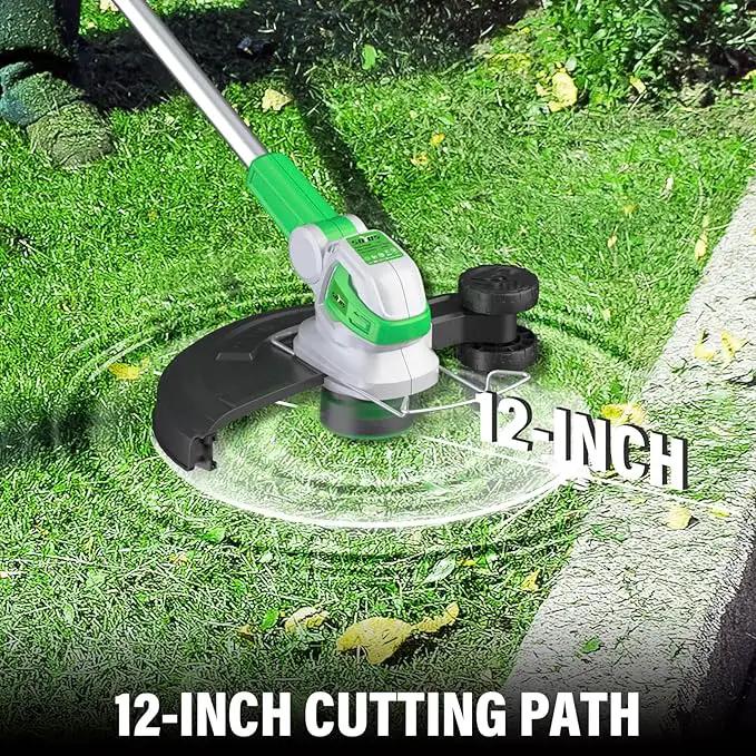 SOYUS Weed Wacker 12 Inch String Trimmer Cordless 20v Electric Weed Wacker, 2 Pcs 2.0Ah Battery Powered Weed Trimmer/Edger, Lightweight Grass Trimmer with 8 Pcs Replacement Spool Trimmer Lines by GreenHaven Gardens